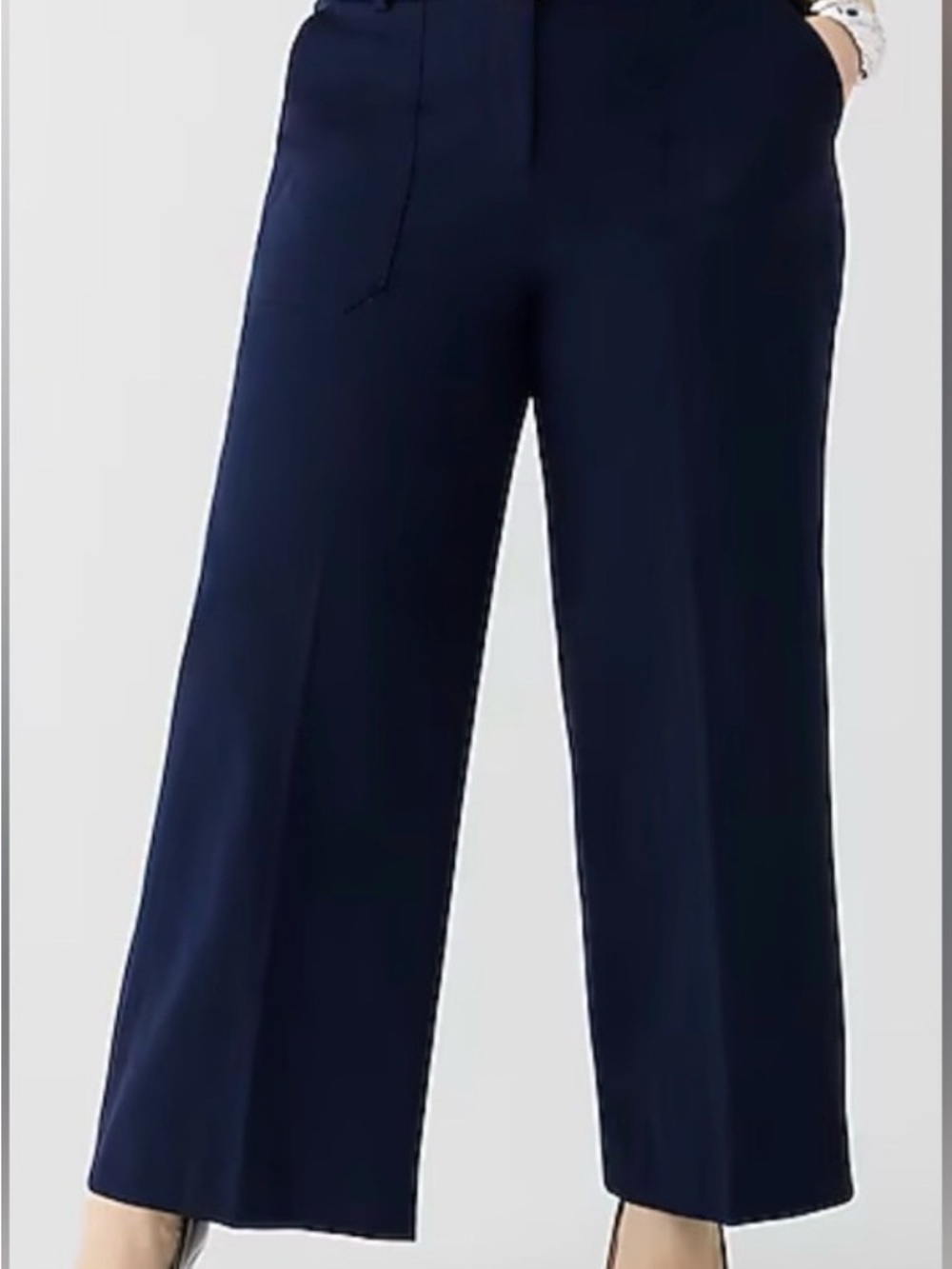 J. Crew Sydney Navy Wide-Leg Cropped Trousers